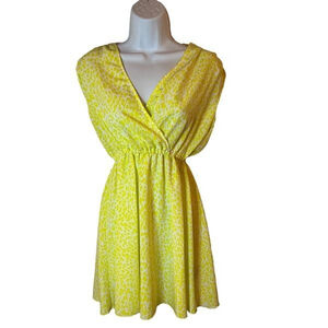 New Kardashian Kollection Yellow Lime Leopard Print Dress Size XS